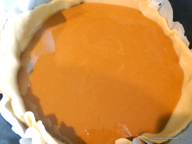 homemade pumpkin pie baked in a dutch oven
