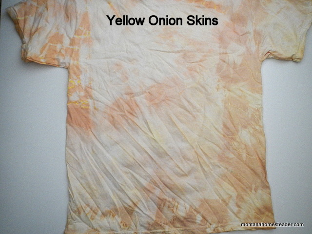 using yellow onion skins to make a natural dye to tie dye fabric clothes and t shirts | Montana Homesteader