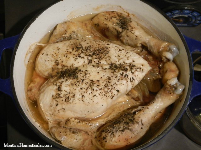 How to bake a chicken on a wood stove | Montana Homesteader