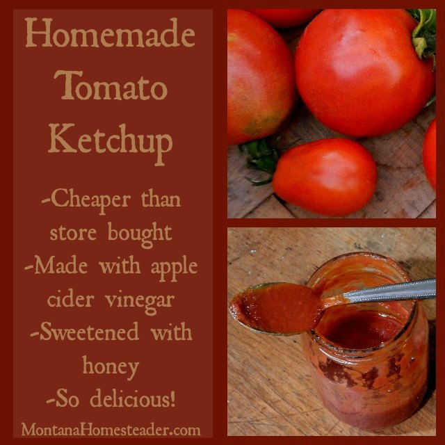 Homemade ketchup made with homegrown tomatoes sweetened with honey and apple cider vinegar | Montana Homesteader